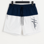 Men’s Swim Shorts – Navy/White Colorblock with Hudson Signature